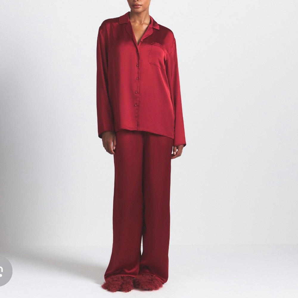 SKIMS Red Satin Pajama Set